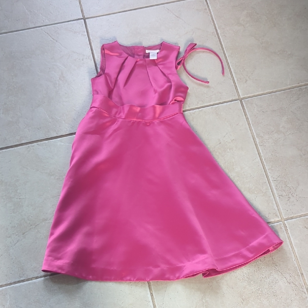 Janie and Jack Vibrant Pink Holiday Bow Dress Girls Size 7 Matching Headband